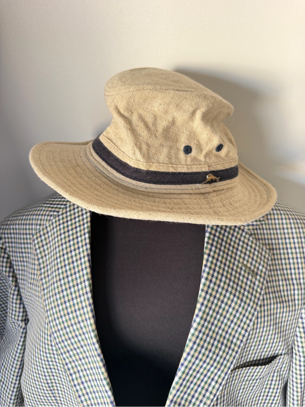 Tommy Bahama Khaki Cotton Safari Hat with Dark Band
